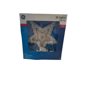 GE Holiday Classics Silver Star Christmas Tree Topper 36 Lights 10in #0675045